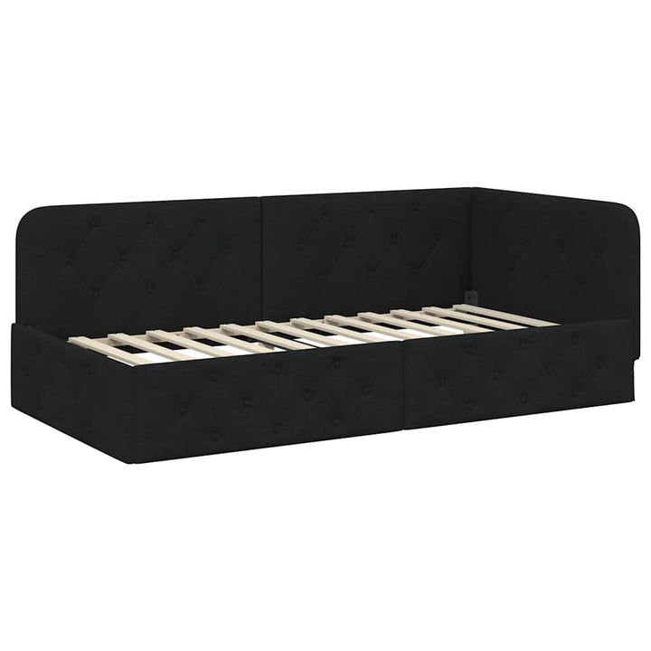 Hjørnesengramme Sort 90 x 200 cm Stof