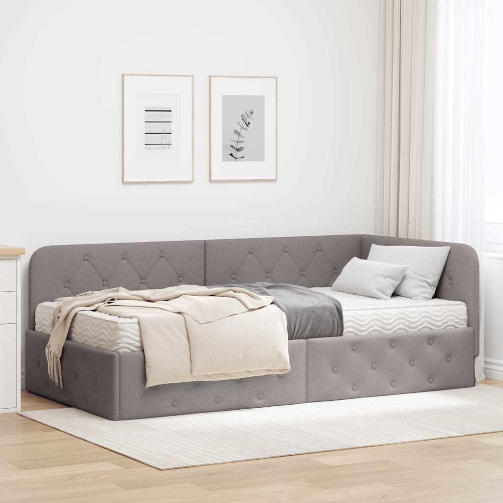 Hjørnesengramme Gråbrun 100 x 200 cm Stof