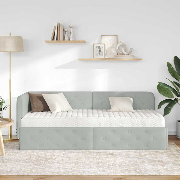 Hjørnesengramme Lysegrå 80 x 200 cm Fløjl
