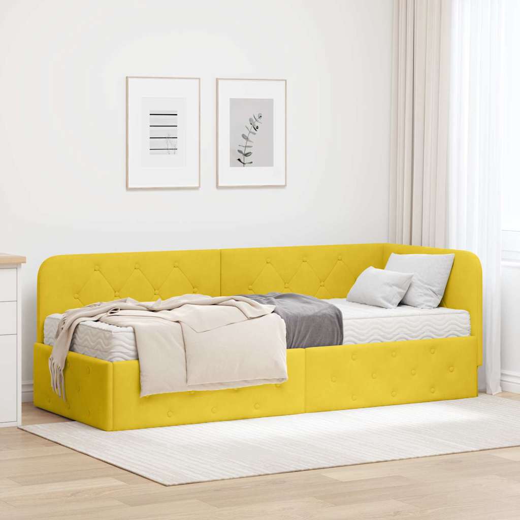 Hjørnesengramme Gul 80 x 200 cm Fløjl