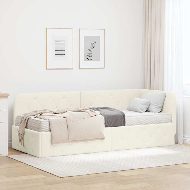 Hjørnesengramme Creme 80 x 200 cm Fløjl