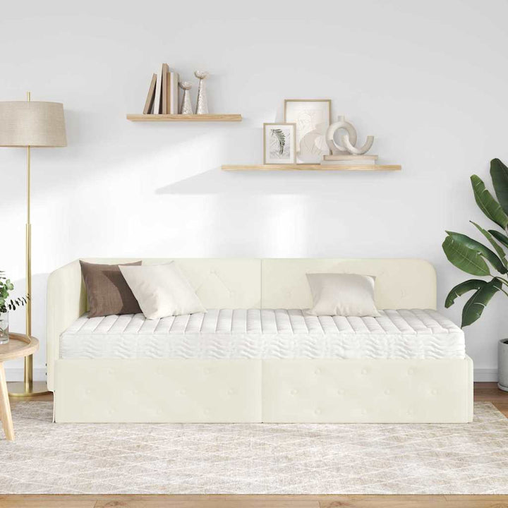 Hjørnesengramme Creme 80 x 200 cm Fløjl