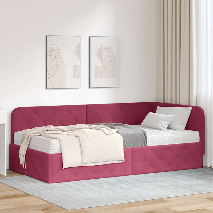 Hjørnesengramme Vinrød 90 x 200 cm Fløjl