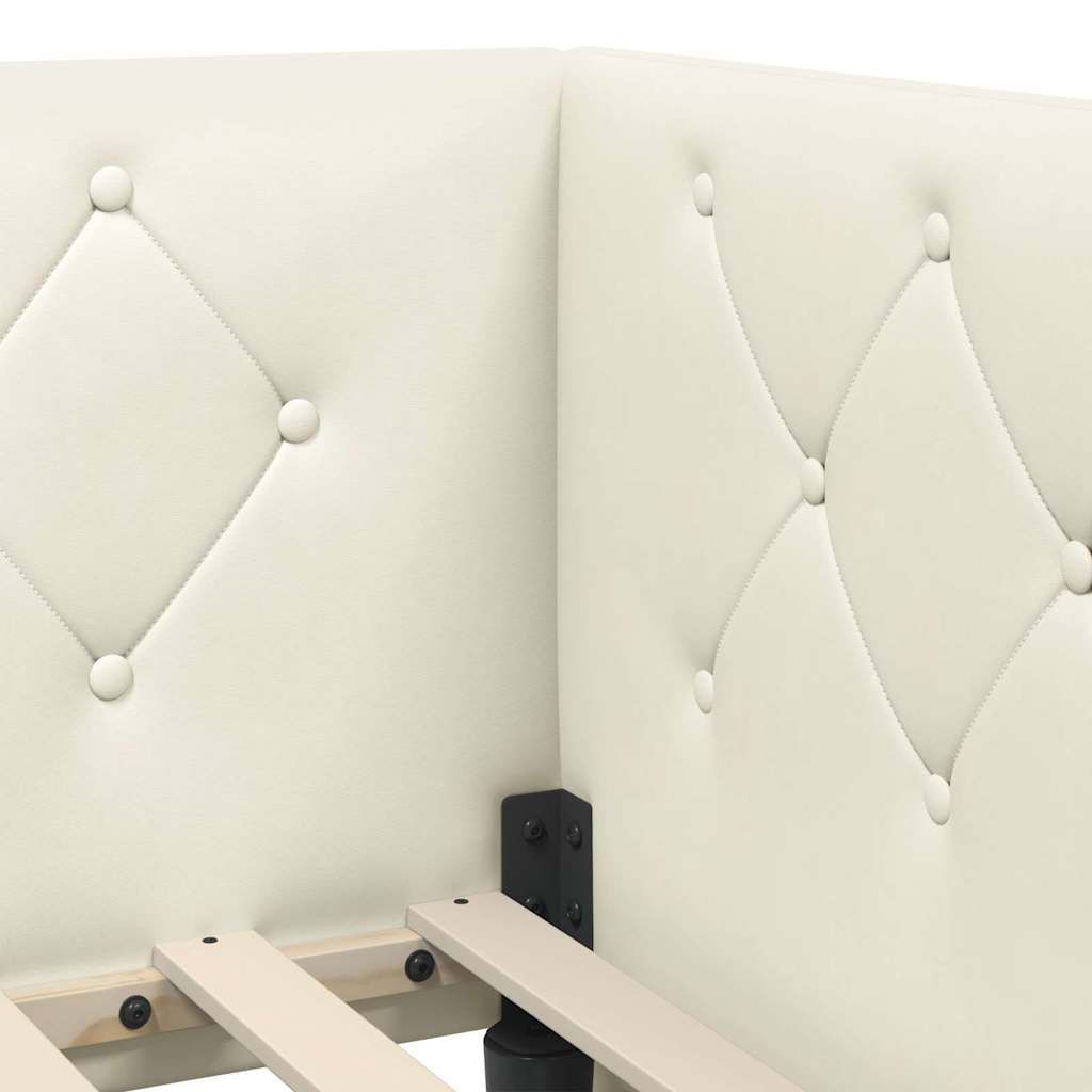 Hjørnesengramme Creme 90 x 200 cm Fløjl
