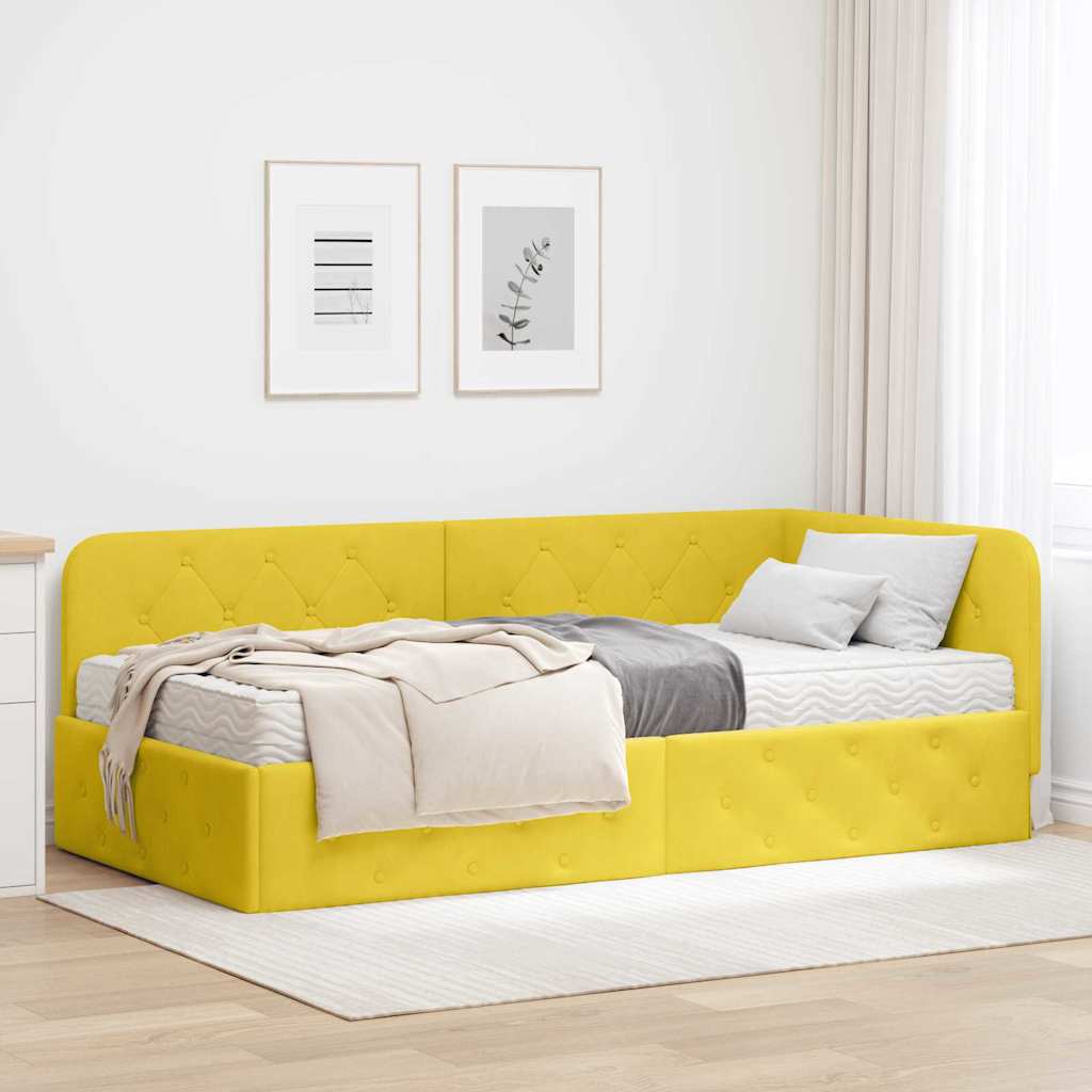 Hjørnesengramme Gul 100 x 200 cm Fløjl