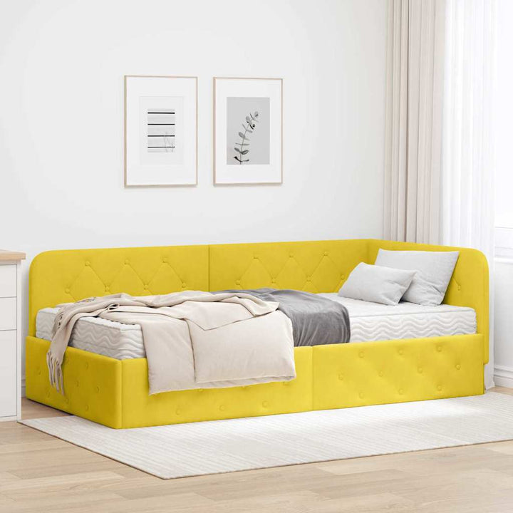 Hjørnesengramme Gul 100 x 200 cm Fløjl
