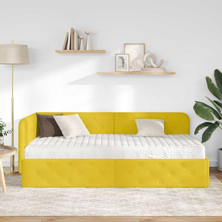 Hjørnesengramme Gul 100 x 200 cm Fløjl
