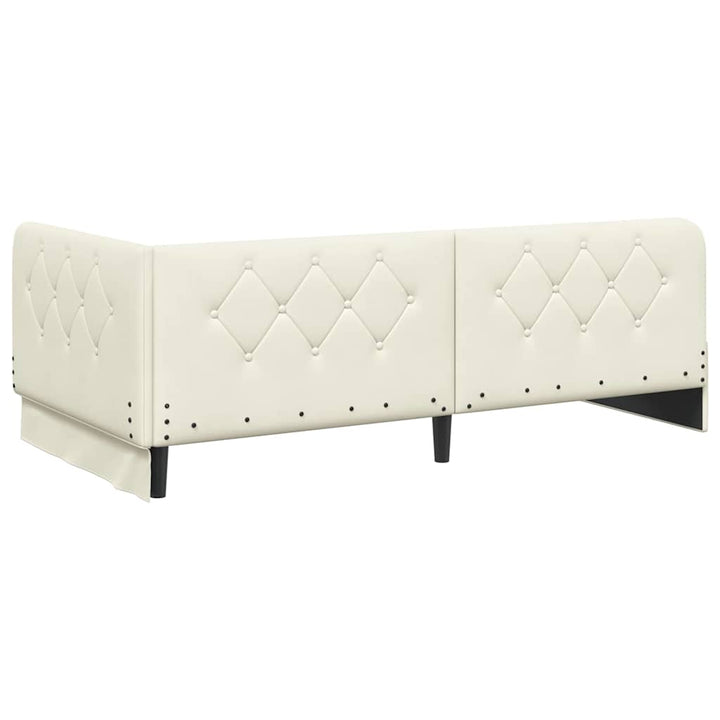 Hjørnesengramme med madras Creme 100 x 200 cm Fløjl