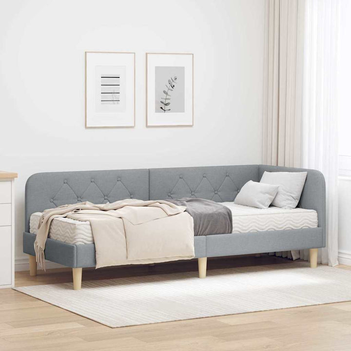 Hjørnesengramme Lysegrå 80 x 200 cm Stof