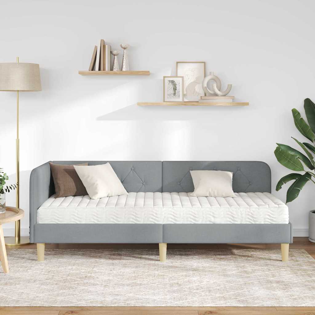 Hjørnesengramme Lysegrå 80 x 200 cm Stof