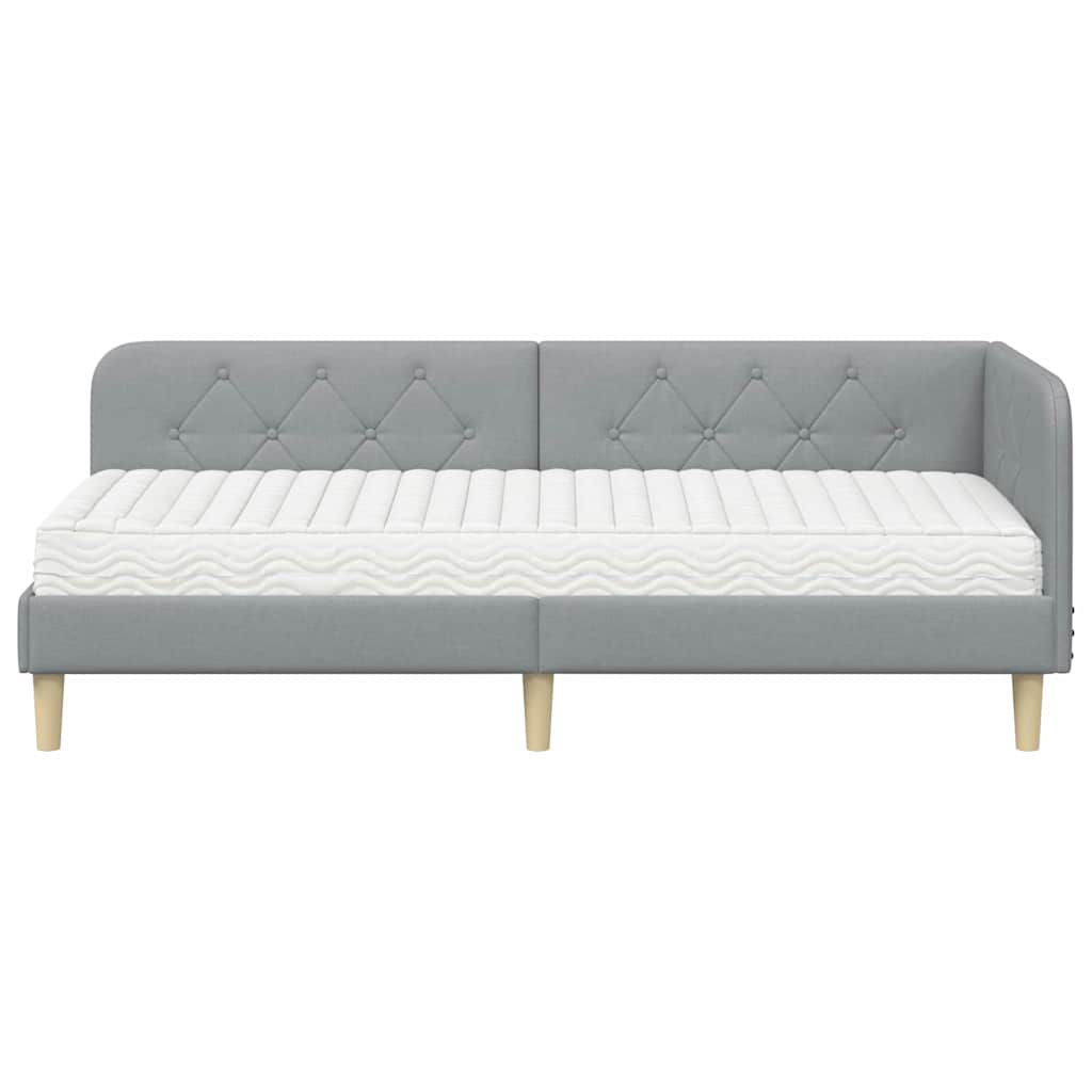Hjørnesengramme Lysegrå 80 x 200 cm Stof