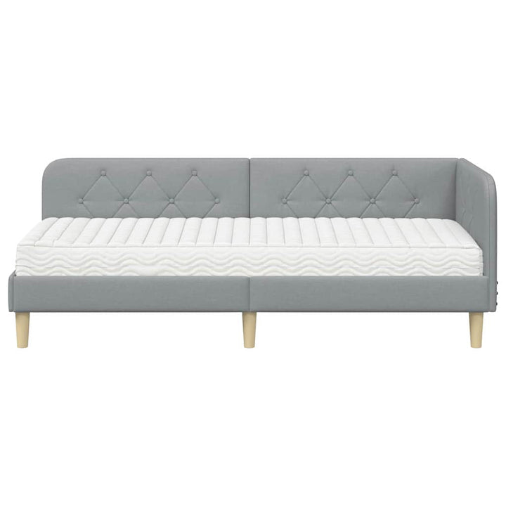 Hjørnesengramme Lysegrå 80 x 200 cm Stof
