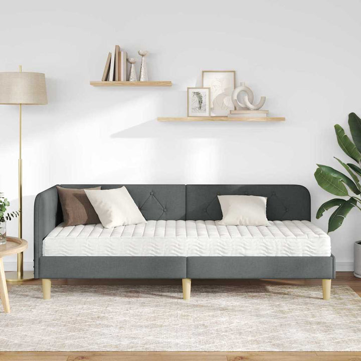 Hjørnesengramme Mørkegrå 80 x 200 cm Stof