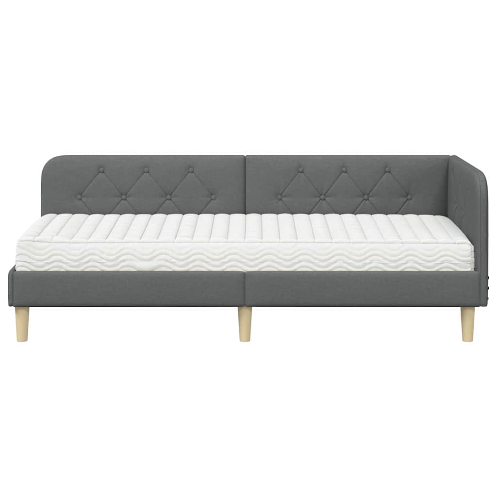 Hjørnesengramme Mørkegrå 80 x 200 cm Stof