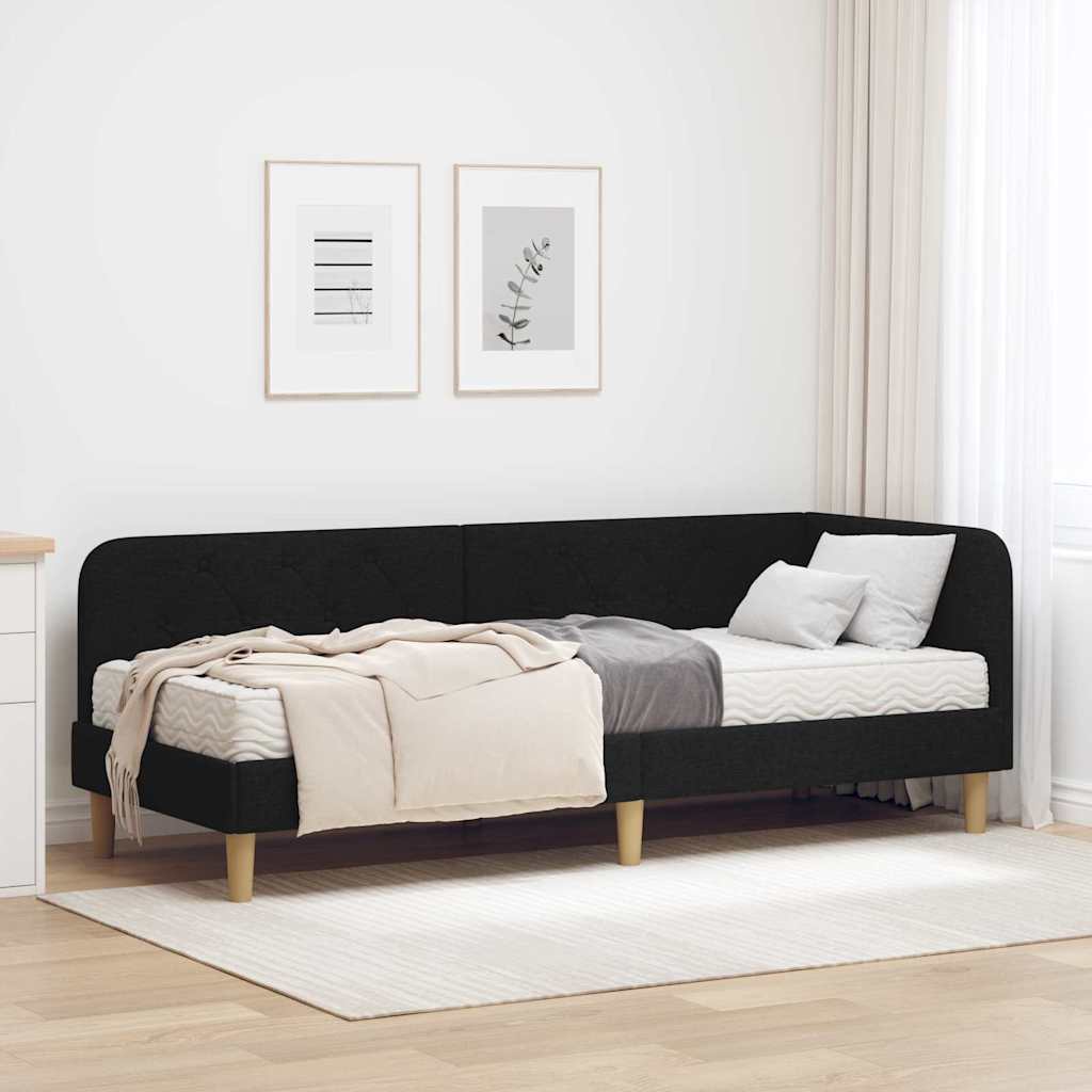 Hjørnesengramme Sort 80 x 200 cm Stof
