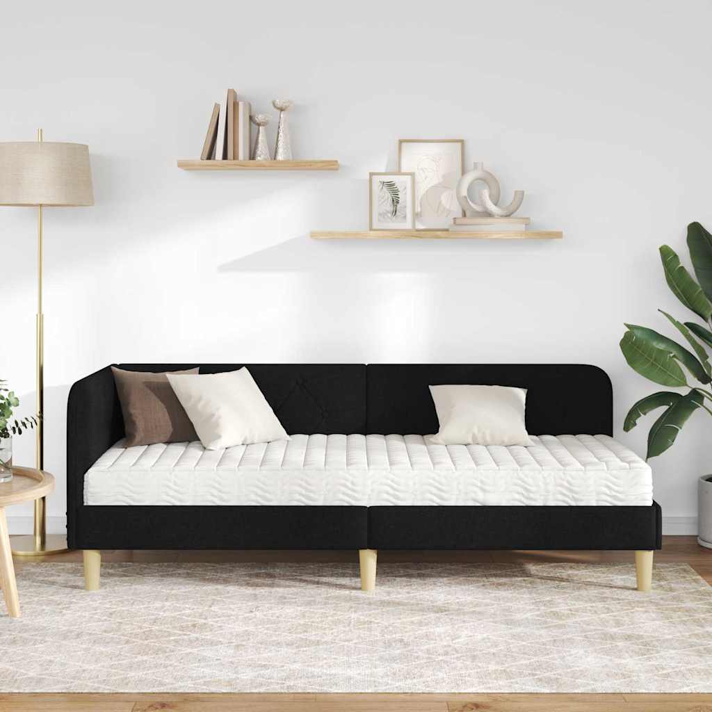 Hjørnesengramme Sort 80 x 200 cm Stof