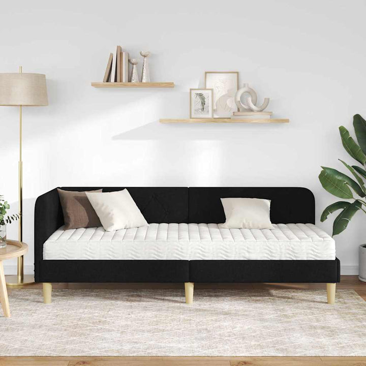 Hjørnesengramme Sort 80 x 200 cm Stof