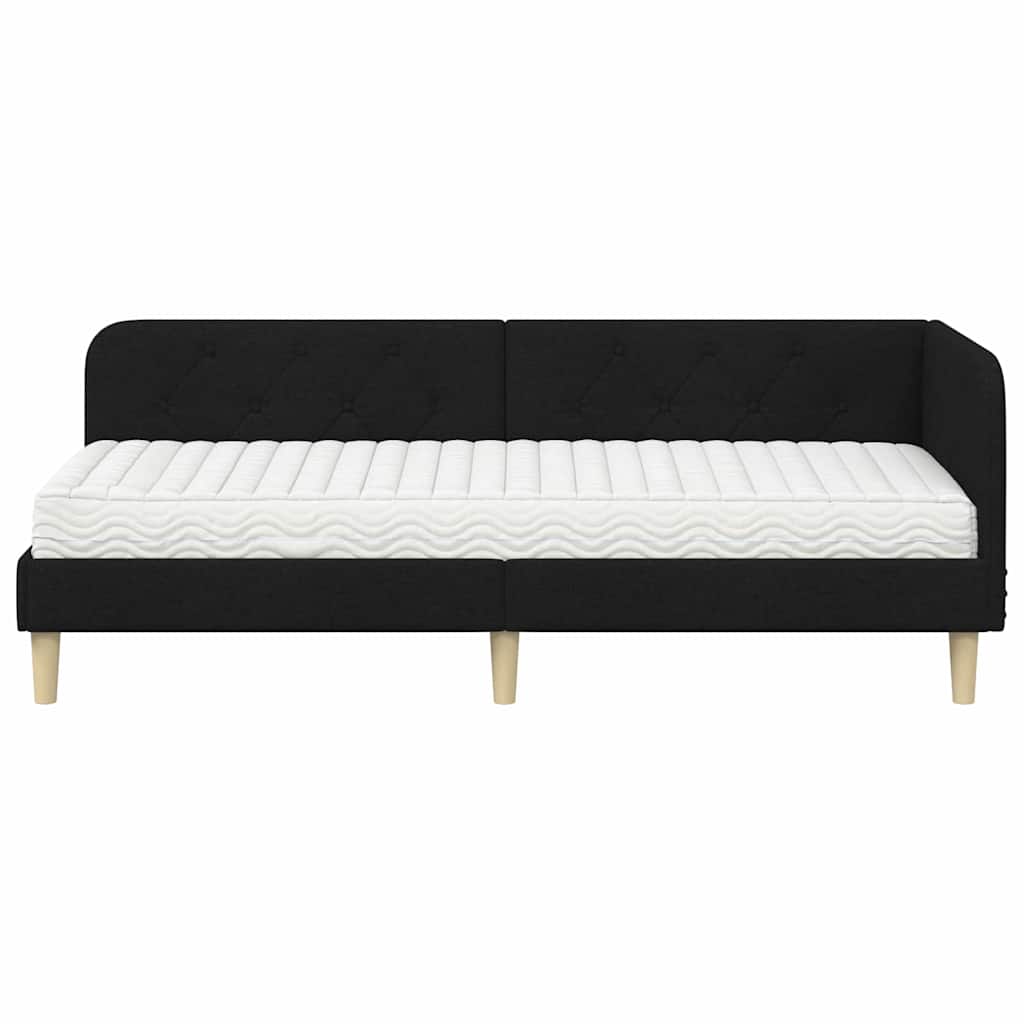 Hjørnesengramme Sort 80 x 200 cm Stof
