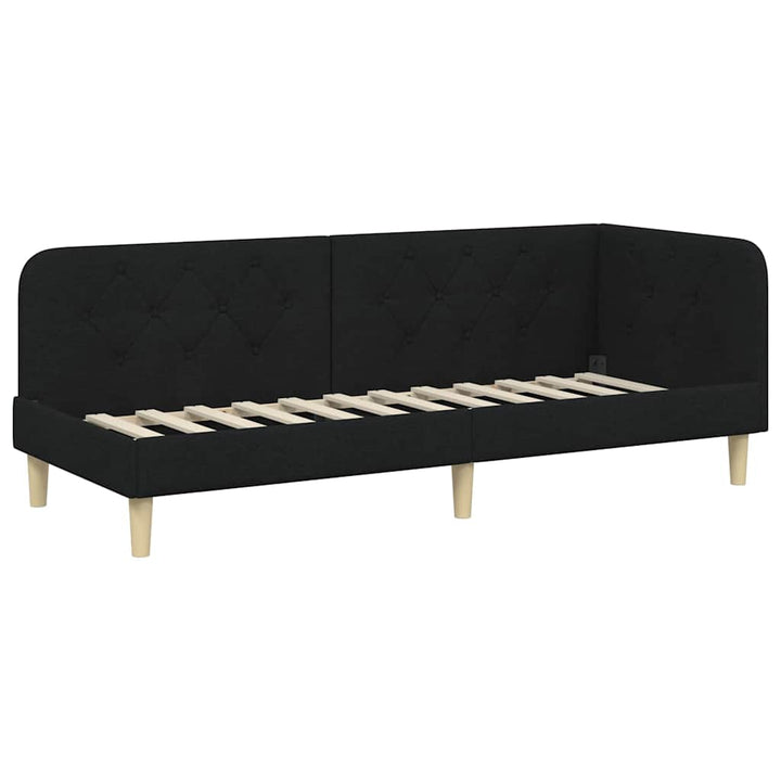 Hjørnesengramme Sort 80 x 200 cm Stof