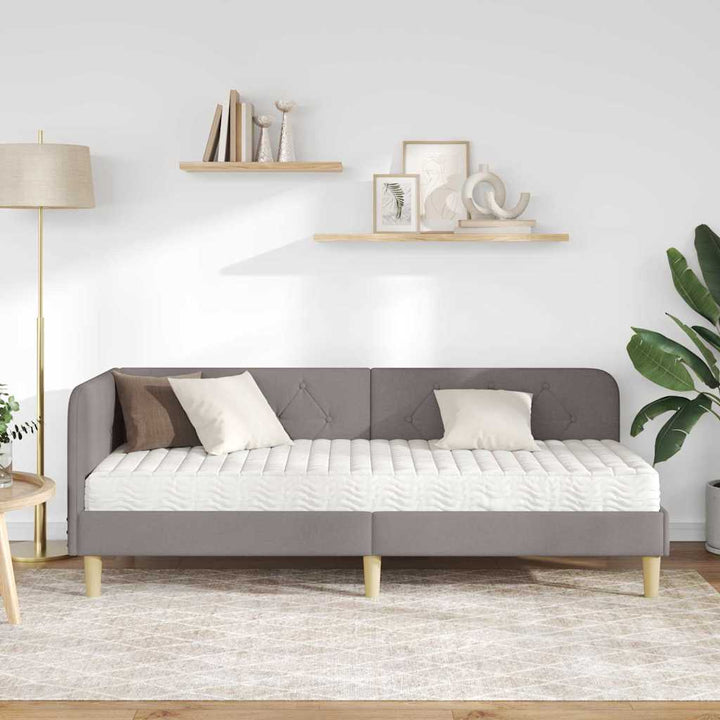 Hjørnesengramme Gråbrun 80 x 200 cm Stof
