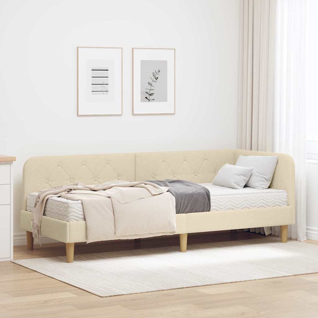 Hjørnesengramme Creme 80 x 200 cm Stof