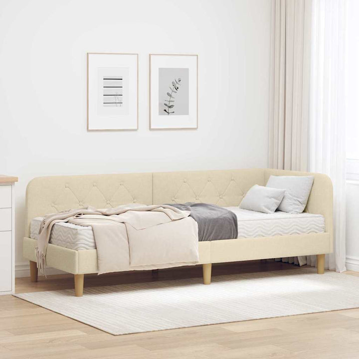 Hjørnesengramme Creme 80 x 200 cm Stof