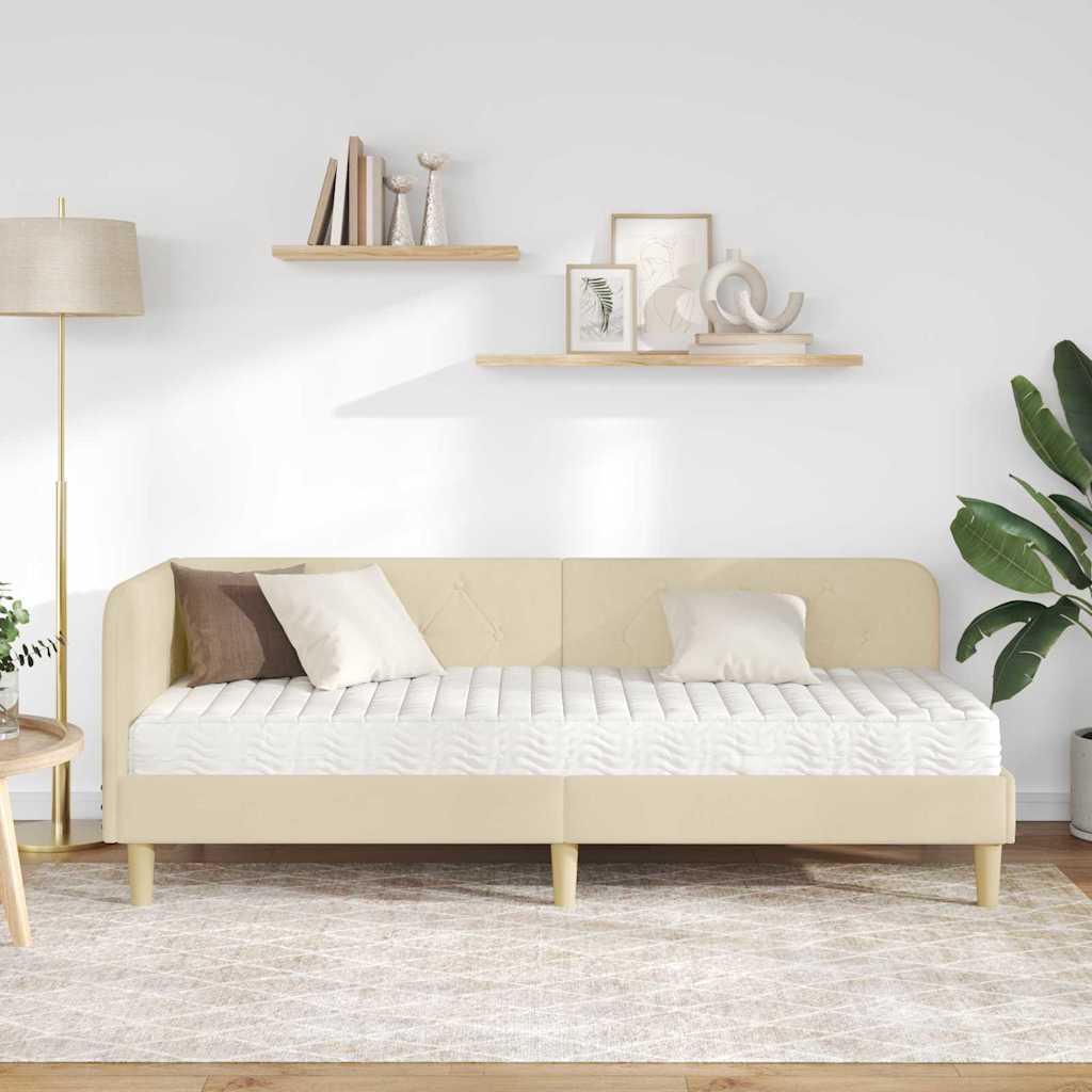 Hjørnesengramme Creme 80 x 200 cm Stof
