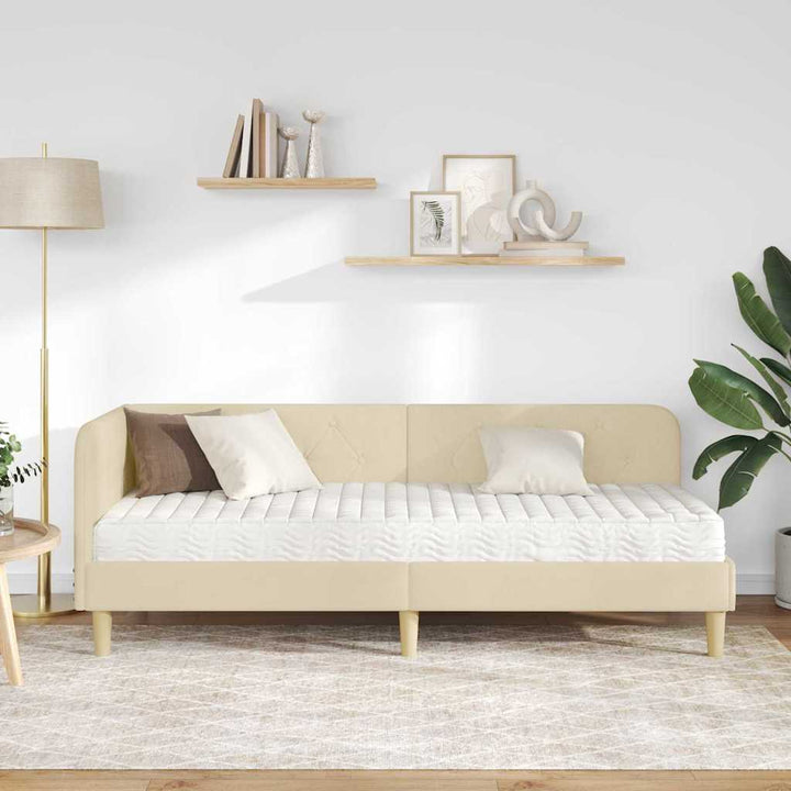 Hjørnesengramme Creme 80 x 200 cm Stof