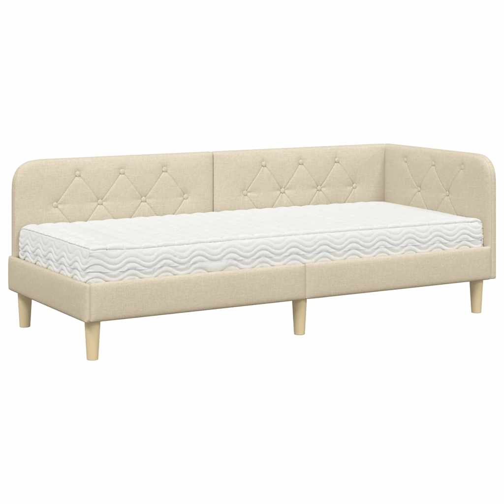 Hjørnesengramme Creme 80 x 200 cm Stof