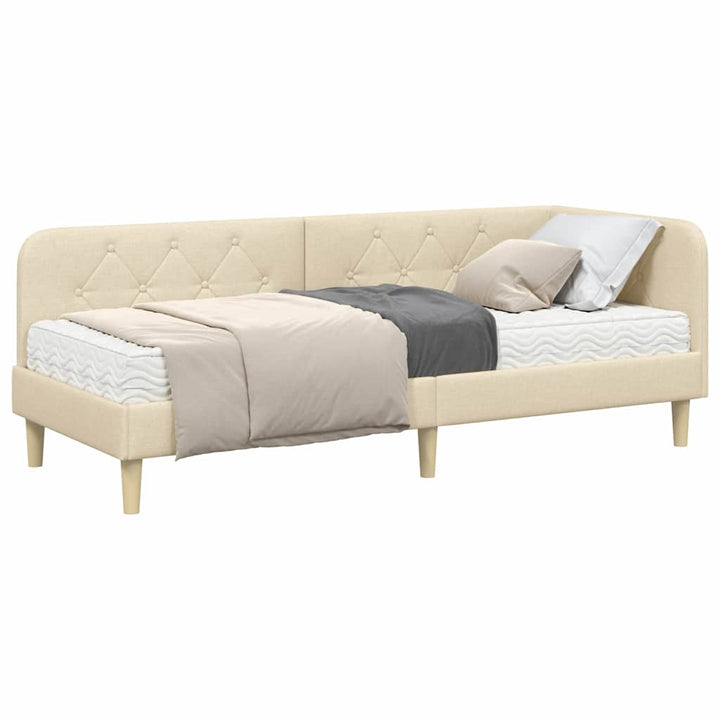 Hjørnesengramme Creme 80 x 200 cm Stof