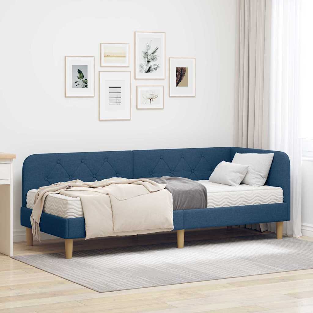 Hjørnesengramme Blå 80 x 200 cm Stof