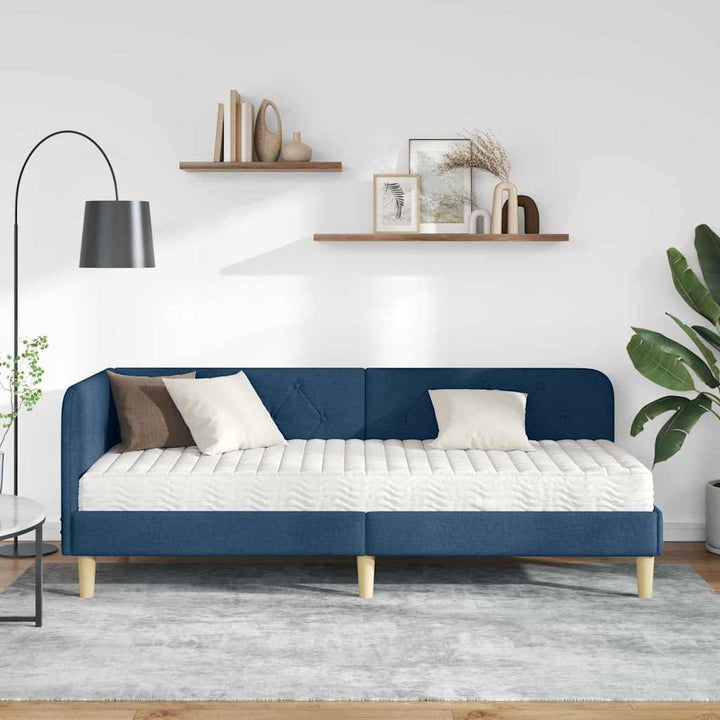 Hjørnesengramme Blå 80 x 200 cm Stof