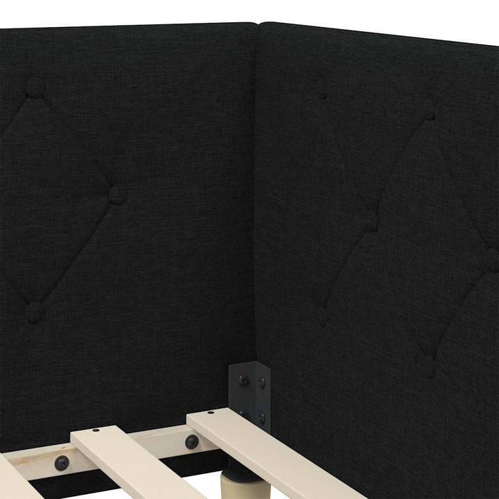 Hjørnesengramme Sort 90 x 190 cm Stof