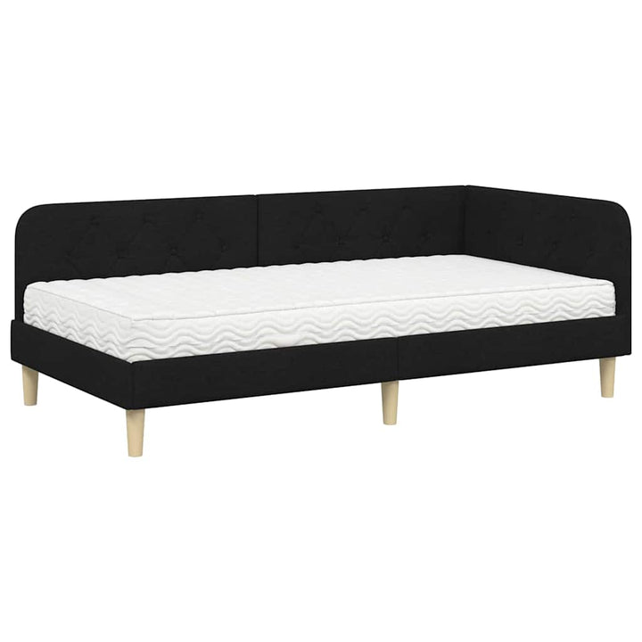 Hjørnesengramme Sort 90 x 190 cm Stof