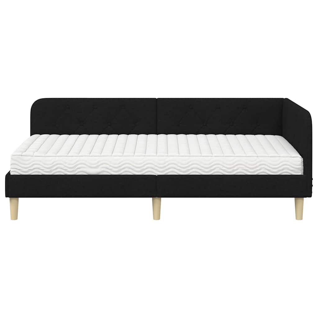 Hjørnesengramme Sort 90 x 190 cm Stof