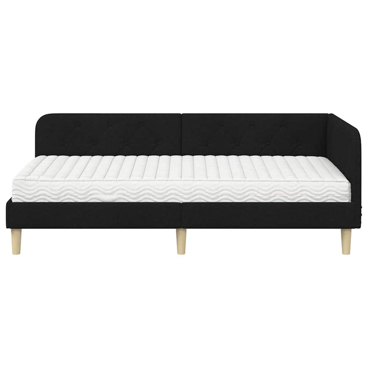Hjørnesengramme Sort 90 x 190 cm Stof