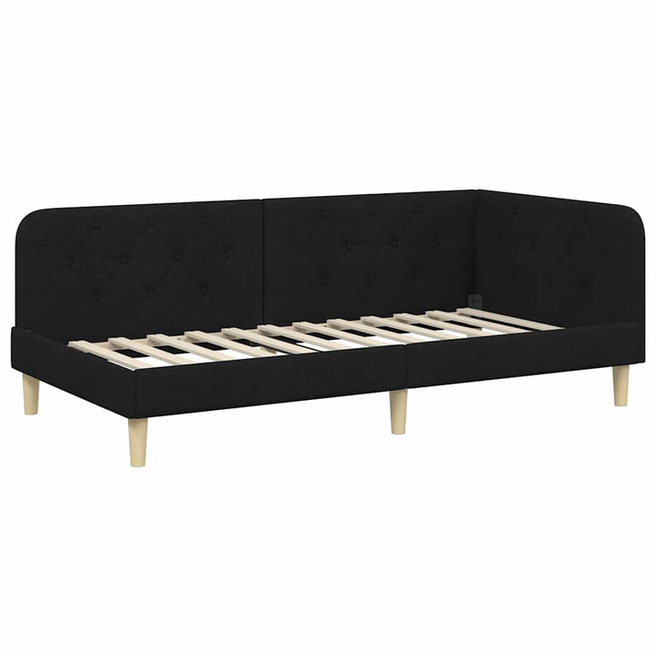 Hjørnesengramme Sort 90 x 190 cm Stof