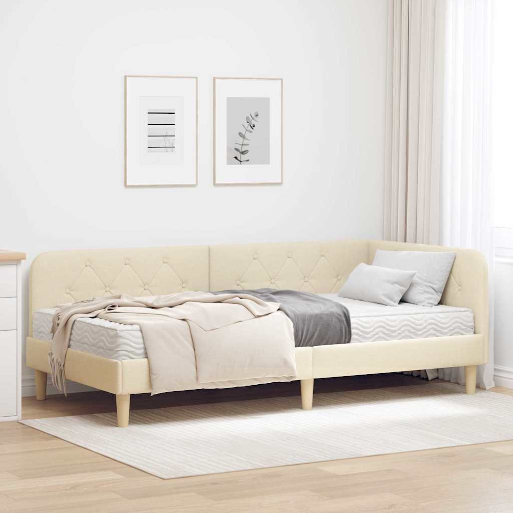 Hjørnesengramme Creme 90 x 190 cm Stof