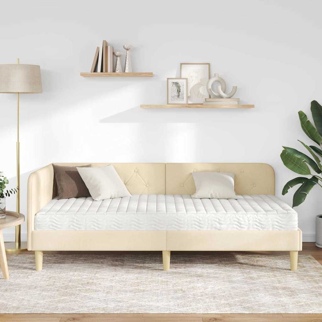 Hjørnesengramme Creme 90 x 190 cm Stof