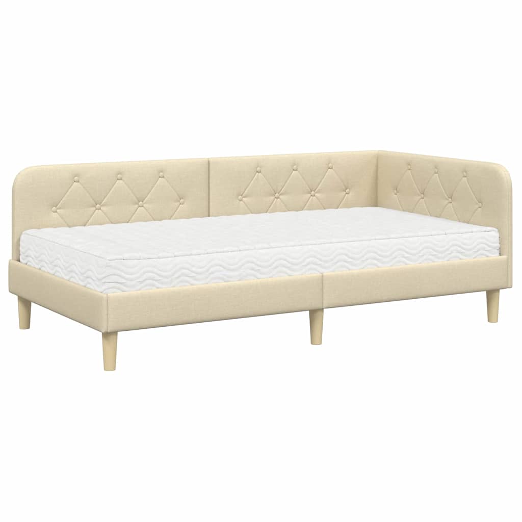 Hjørnesengramme Creme 90 x 190 cm Stof