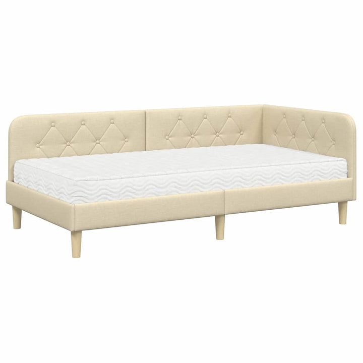 Hjørnesengramme Creme 90 x 190 cm Stof