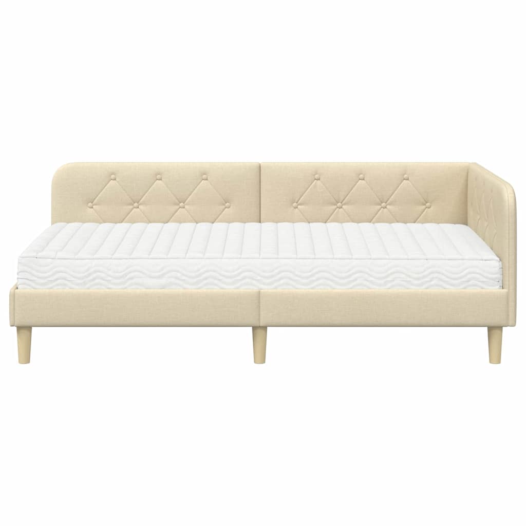 Hjørnesengramme Creme 90 x 190 cm Stof