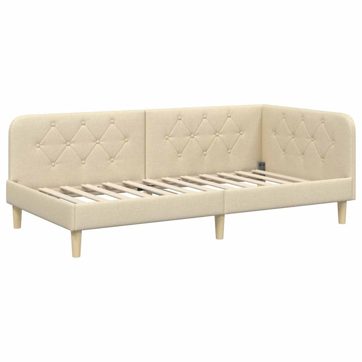 Hjørnesengramme Creme 90 x 190 cm Stof