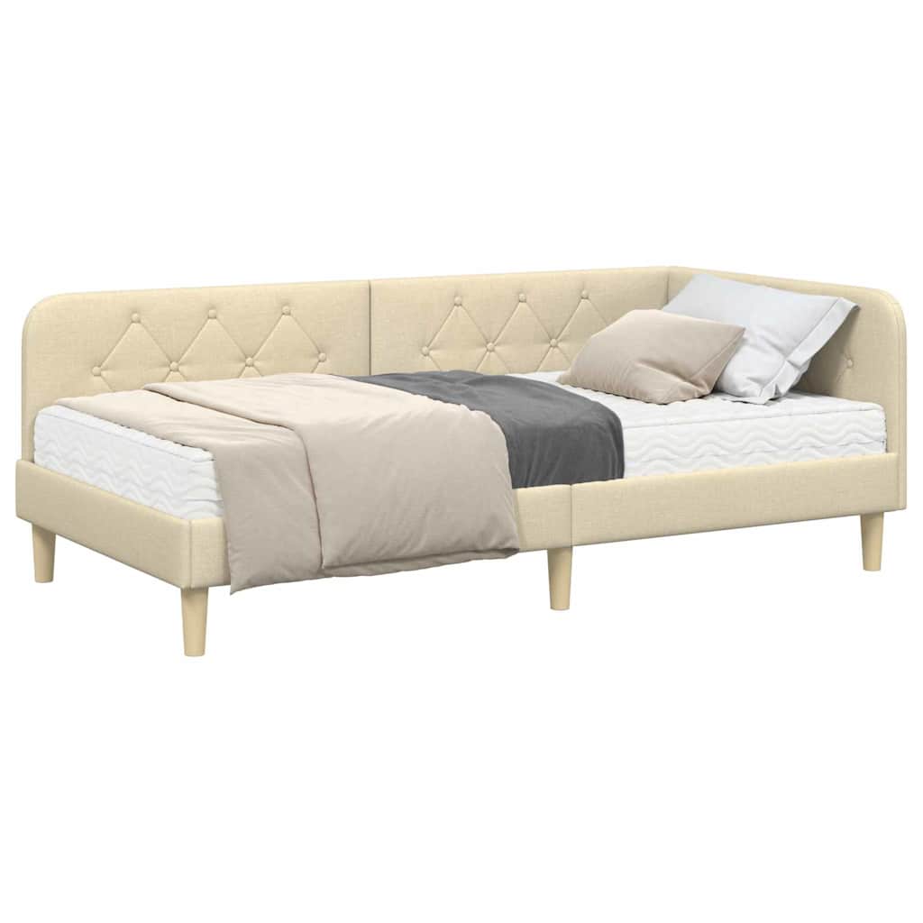 Hjørnesengramme Creme 90 x 190 cm Stof
