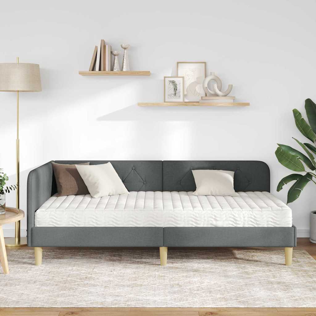 Hjørnesengramme Mørkegrå 90 x 200 cm Stof