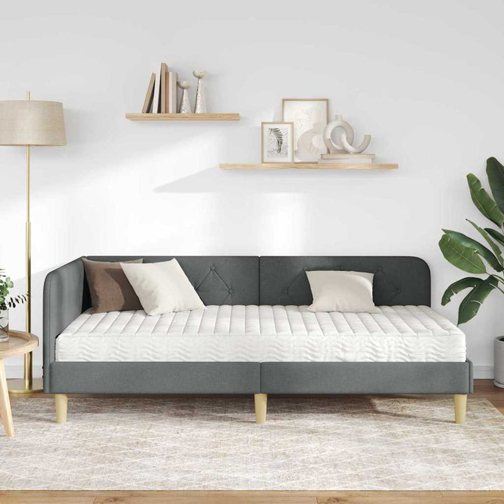 Hjørnesengramme Mørkegrå 90 x 200 cm Stof