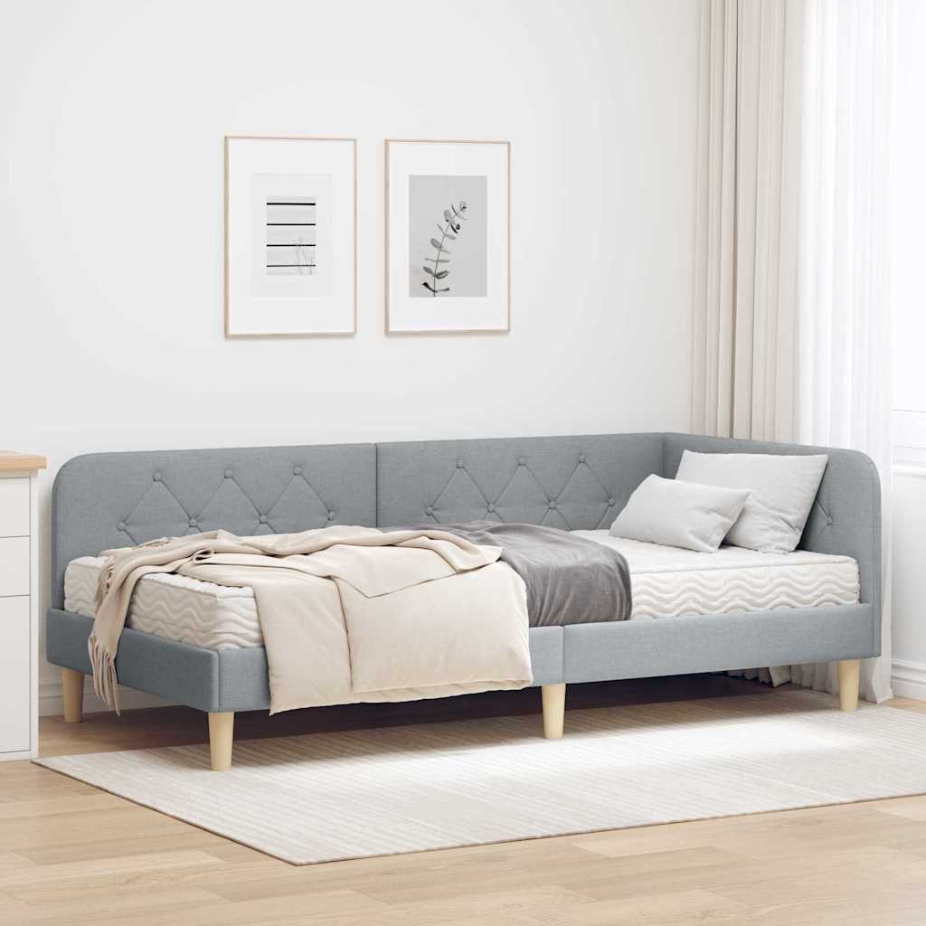 Hjørnesengramme Lysegrå 100 x 200 cm Stof