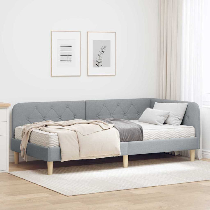Hjørnesengramme Lysegrå 100 x 200 cm Stof