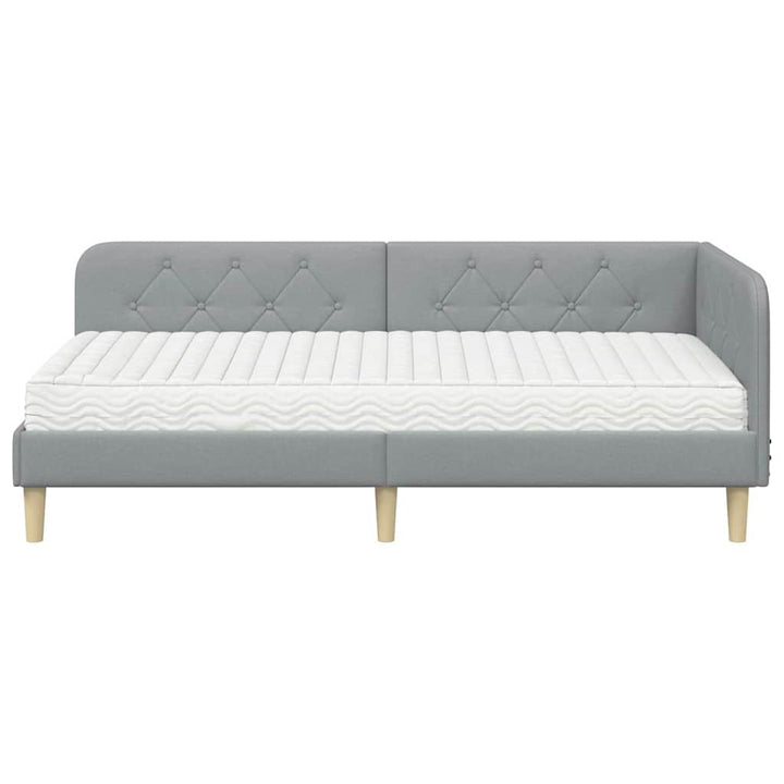 Hjørnesengramme Lysegrå 100 x 200 cm Stof
