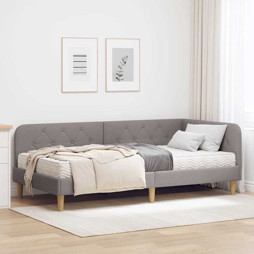 Hjørnesengramme Gråbrun 100 x 200 cm Stof